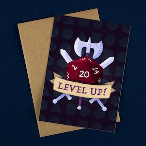 20 Level Up Birthday Card / D&D Birthday Card / D20 Birthday Card / 20th Birthday Card / DnD Birthday Card / Dice Card / Critical Hit Card