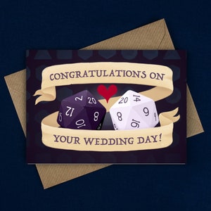 Gefeliciteerd met je trouwdagkaart / D&D-kaart / DnD-kaart / Love Card / Trouwkaart / Hartkaart / Dobbelsteenkaart / Gefeliciteerdkaart