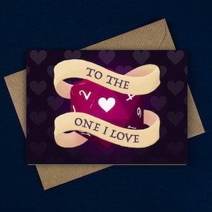 To The One I Love-kaart / D&D-kaart / DnD-kaart / Love Card / Hartkaart / Dobbelsteenkaart / D20-kaart / Valentijnsdagkaart / Valentijnsdagkaart