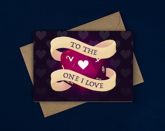 To The One I Love Card / D&D Card / DnD Card / Love Card / Heart Card / Dice Card / D20 Card / Valentine&#39;s Day Card / Valentine&#39;s Card