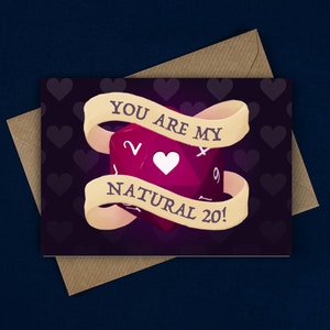 You're my Natural 20 / D&D Karte / DnD Karte / Lovekarte / Herzkarte / Würfelkarte / D20 Karte / Valentinstagskarte / Valentinstagskarte