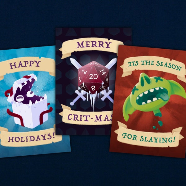 Christmas Card Multi-Pack / D&D Card / DnD Card / Merry Christmas / Happy Holidays / Tis the Season / DnD Christmas Cards / Seasonal Cards