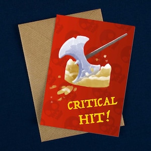 Carte coup critique / Carte D&D / Carte D&D / Carte d'anniversaire / Carte de gâteau / Barbare / Hache / Joyeux anniversaire / Carte Donjons et dragons
