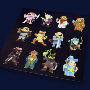 Dice and Dogs Print, D&D Print, DnD Print, Dungeons and Dragons, Geek Gift, Animal Print, DnD Class Print, Dog Print, Square Print