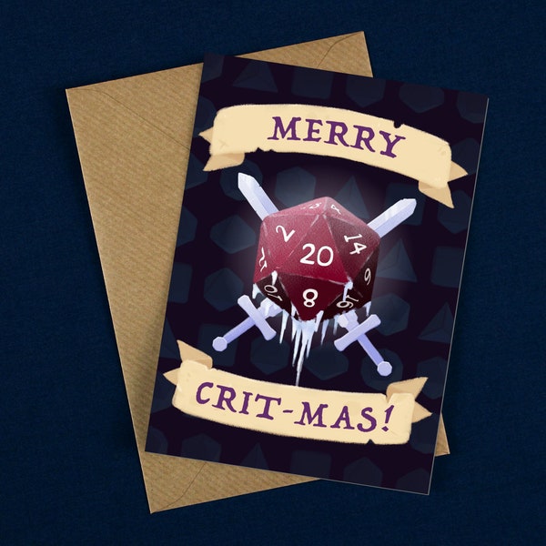 Christmas D&D Card / Merry Crit-mas / DnD / Merry Christmas / Happy Holidays / Tis the Season / DnD Christmas Cards / Seasonal Cards