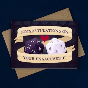 Gefeliciteerd met uw verlovingskaart / D&D-kaart / DnD-kaart / liefdeskaart / verlovingskaart / hartkaart / dobbelstenenkaart / felicitatiekaart