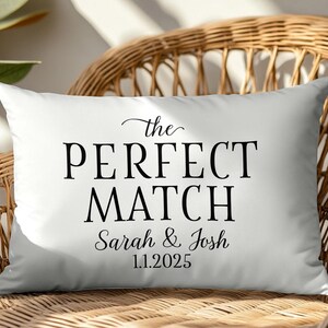 Personalized Wedding Gift for Couple, Custom Couple Pillow, Perfect Match, Anniversary Engagement Gift, Lumbar Pillow, Valentines Day Gift