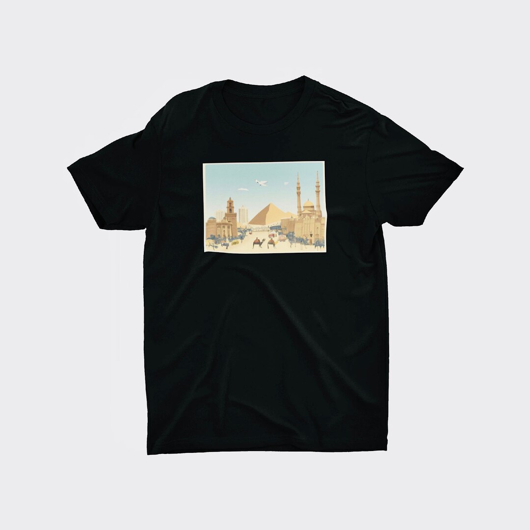 Pyramid City Graphic T-shirt in Black Classic-fit | Iconic Cairo ...