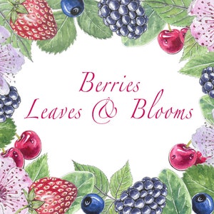 Flora Clipart, Berries, Leaves, Flowers, Watercolor Clipart, Watercolor Logo, Orchard, Decor, Planner, Label