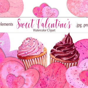 Love Clipart/Valentines Clip Art/Watercolor Valentines Day Clipart Illustrations/Instant Download Watercolor Clipart/Heart Clipart