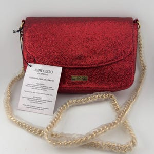 Vintage jimmy choo bag - 日本 JIMMY CHOO 赤 グリッター ポーチ 