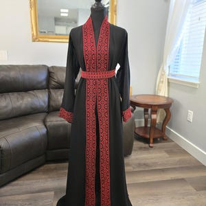 green emerald velvet dress Caramel Reshma Moroccan Kaftan Abaya Embroidery Dress with Gold Abaya & Belt main image 1
