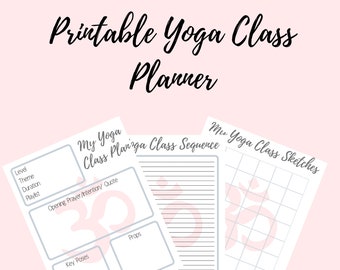 Printable Pink & Gray Yoga Class Planner | Yoga Sequence Planner | Digital Yoga Teacher Tools | Yoga Teacher Training | Yoga Gift