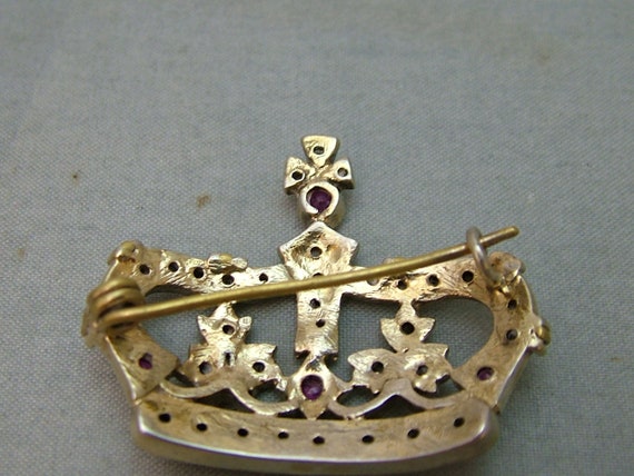 A Stunning Antique Royal Crown Brooch set with Di… - image 3