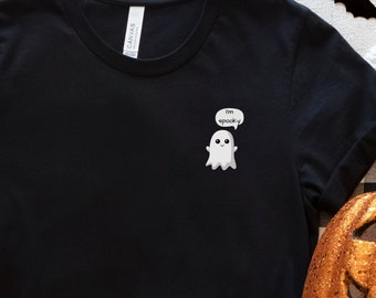 Spooky Ghost T-Shirt, Women's Ghost Shirt, Minimalist Halloween Tee, Cute Halloween Spooky Gift for Her, Fun Graphic Halloween Shirt