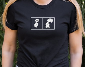Camiseta de fantasma divertido, camisa minimalista de Halloween para mujeres, linda camiseta espeluznante de Halloween, linda camiseta gráfica de fantasmas, camisa de cómic fantasma