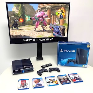 Topper per torta di compleanno personalizzato / Overwatch Cake Topper / Pacchetto PS4 / Immagine personalizzata + Messaggio / Bambini Adulti Adolescenti Cake Toppers