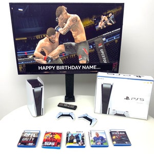 Toppers personalizzati per torte di compleanno UFC / PERSONALIZZATI / Bundle PS5 / Immagine + Messaggio in TV / Cake Toppers novità / Topper torta novità