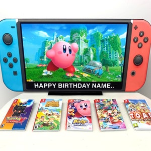 Cake Topper personalizzato / Divertente Nintendo Switch Topper con immagine personalizzata, messaggio + giochi / Novità Torta di compleanno Toppers