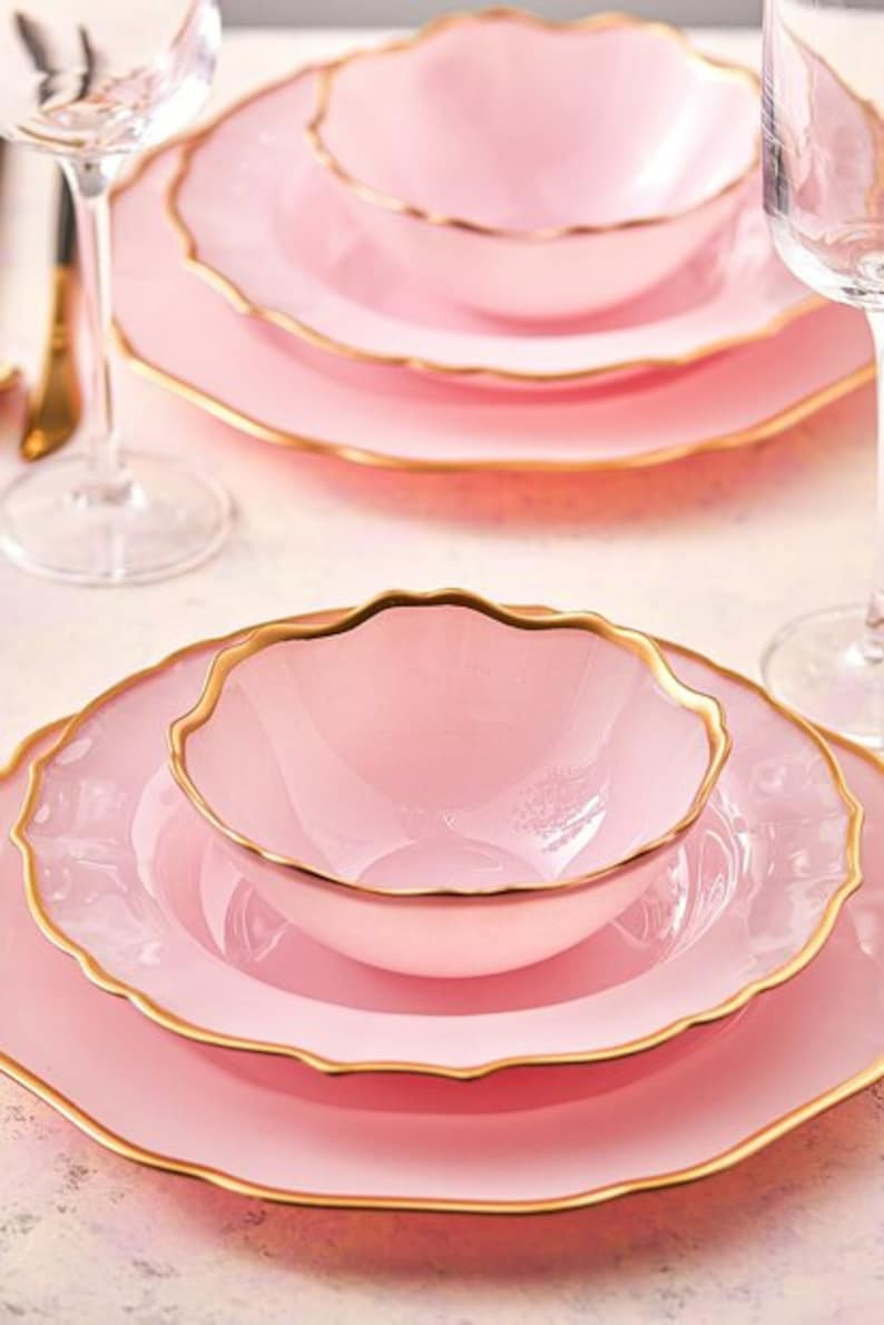 18 Pieces Dinner Set Pink Dinnerware Set for 6 person Gift Etsy
