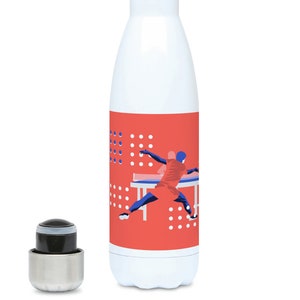 Table tennis water bottle gift to personalise in red for a ping pong player or table tennis coach or table tennis Christmas or birthday gift