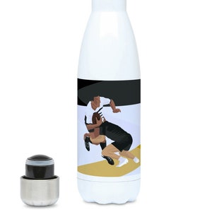 Rugby water bottle gift to personalise for rugby player or rugby coach for a rugby birthday gift or rugby christmas gift black yellow rugby