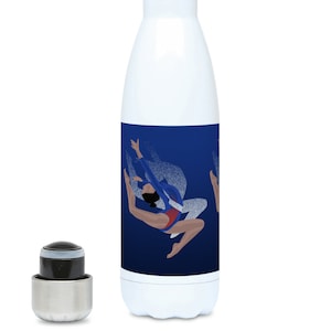 Gymnastics water bottle gift to personalise in blue for a teen gymnast or gym coach or gym christmas gift birthday gift or Simone Biles fan image 1