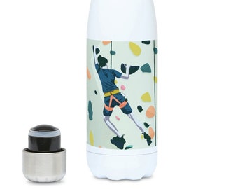 Insulated Woman climbing water bottle gift to personalise for climber or climbing coach or climbing birthday gift or climbing christmas gift