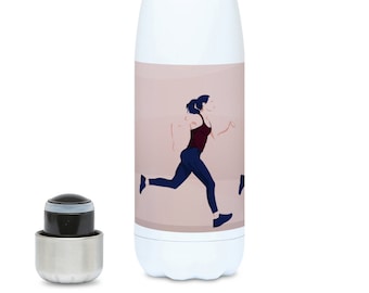Female running water bottle gift to personalise for a girl runner jogger or running coach or running christmas gift or running birthday gift