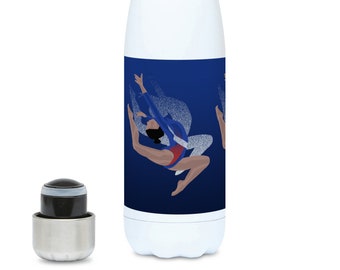 Gymnastics water bottle gift to personalise in blue for a teen gymnast or gym coach or gym christmas gift birthday gift or Simone Biles fan