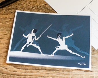 Fencing card for fencing birthday card or fencing christmas card for fencing coach for fencing greeting card gift