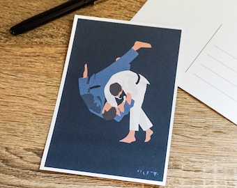 Judo card for judo birthday card or judo christmas card for judo player or judo coach judo art greeting card