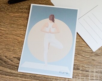 Yoga card for yoga birthday card or yoga christmas card for yoga coach for yogi or yoga art greeting card