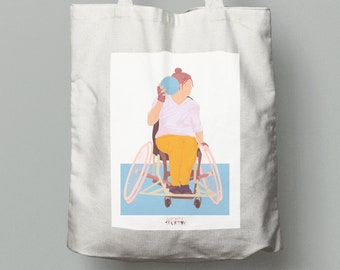 Woman wheelchair handball tote bag gift for para handball player or coach or handball Christmas gift or handball birthday gift