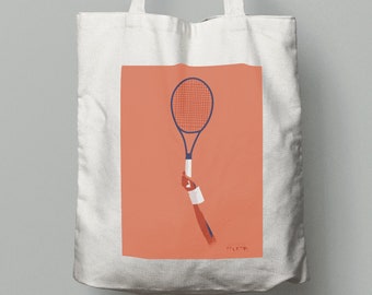 Tennis raquette tote bag gift for a tennisman or tennis player or tennis coach or tennis Christmas gift or tennis birthday gift