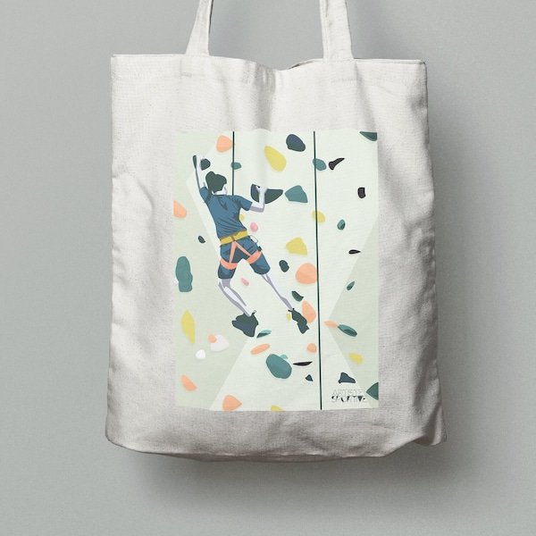 Woman climbing tote bag gift for climber or climbing coach or climbing birthday gift or climbing christmas gift or climbing mother gift