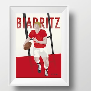 Biarritz rugby poster gift illustration for print art Biarritz fan or rugby player or rugby coach for birthday gift or christmas gift