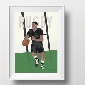 Vintage rugby poster gift illustration for rugby player or rugby coach for rugby birthday gift or rugby christmas gift or rugby print art image 1