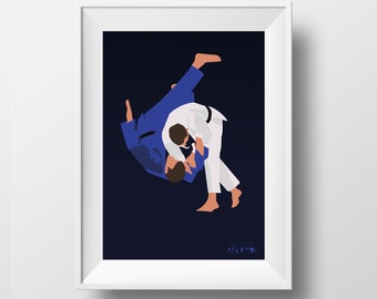 Judo poster gift illustration for boy or teen judo player or judoka coach or judo christmas gift or judo birthday gift or judo print art