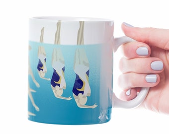 Synchronised swimming mug gift to personalise for synchronised swimmer birthday or synchro swim christmas gift or swimming coach