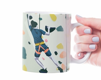 Woman climbing mug gift to personalise for climber or climbing coach or climbing birthday gift or christmas gift or climb mother day gift