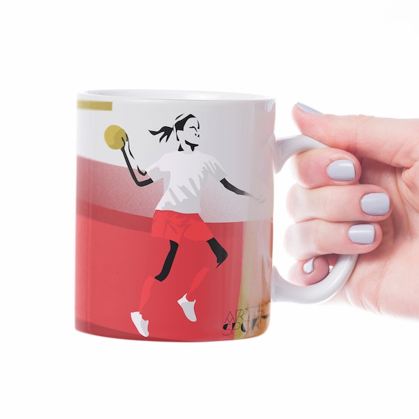 Frau Handball Tasse zum personalisieren für einen Mädchen Handball Spieler oder Handball Trainer für ein Handball Weihnachtsgeschenk oder Handball Geburtstagsgeschenk