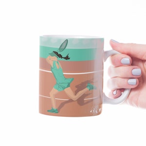 Woman tennis mug gift to personalise for girl tennis or female tennis player or tennis coach or tennis Christmas gift tennis birthday gift