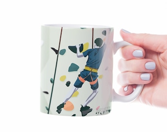 Man climbing mug gift to personalise for climber or climbing coach or climbing birthday gift or christmas gift or climb father day gift