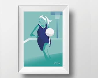 Woman basketball poster gift art illustration for girl or teen basketball player or coach or basketball Christmas gift or NBA birthday gift