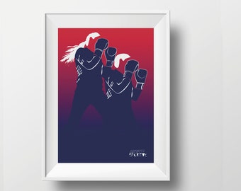 Female and male boxing print illustration boy or girl boxer or boxing coach for boxing birthday gift or christmas gift or boxing print art