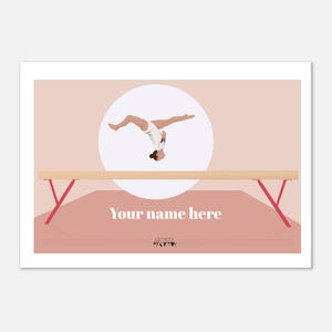 Gymnastics beam Poster – Personalised gift for gymnasts and coaches, gymnastic christmas gift, gymnastic birthday gift