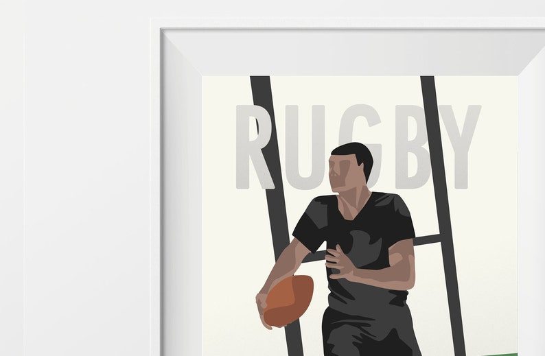 Vintage rugby poster gift illustration for rugby player or rugby coach for rugby birthday gift or rugby christmas gift or rugby print art image 2