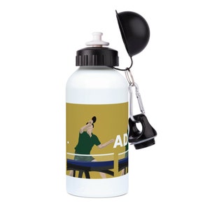 Man playing table tennis aluminium water bottle to personalise for ping pong gift or father day or mother day or christmas