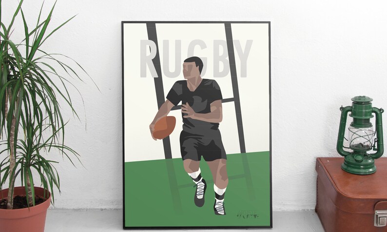 Vintage rugby poster gift illustration for rugby player or rugby coach for rugby birthday gift or rugby christmas gift or rugby print art image 5
